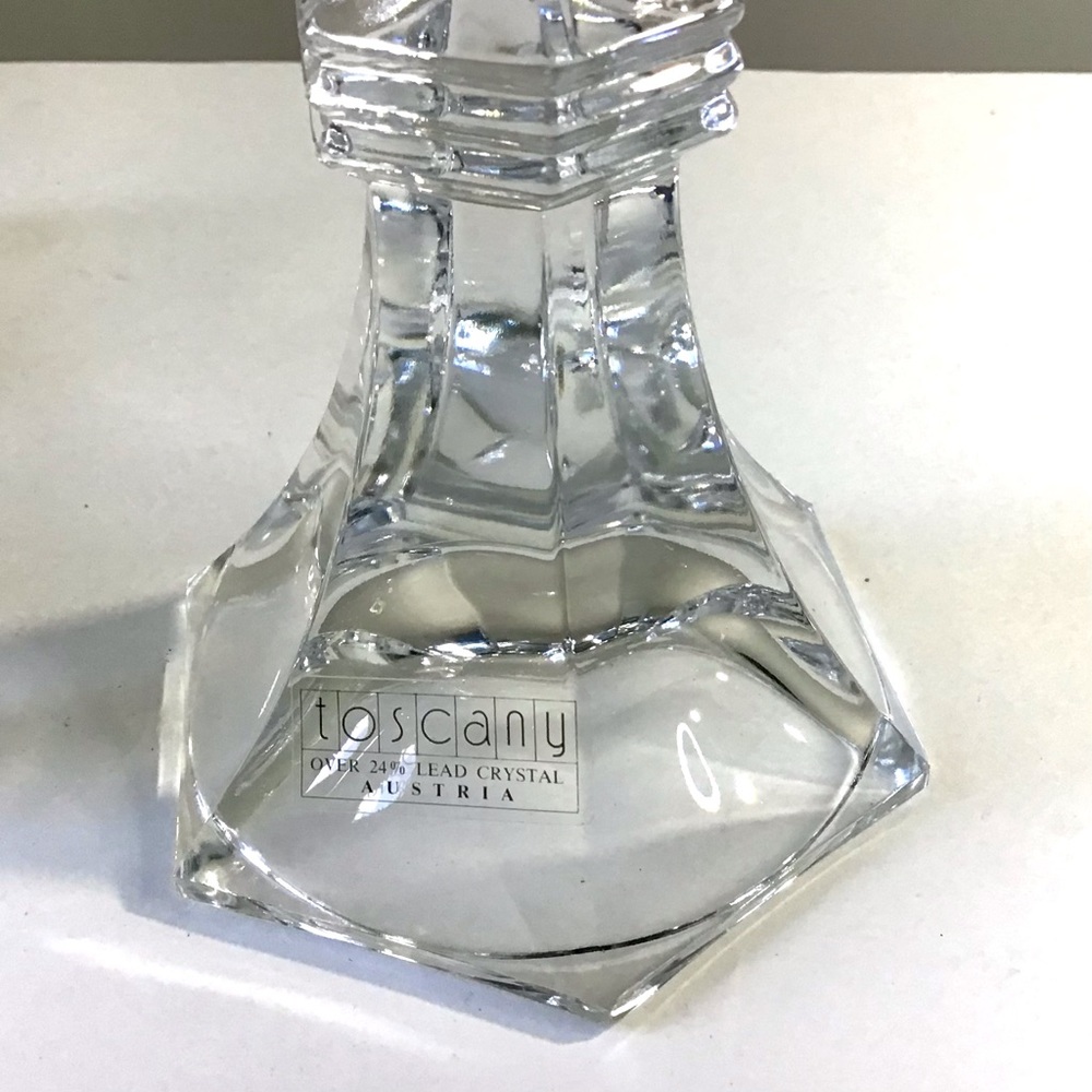 Vintage Toscany Austria 24% Lead Crystal Candlestick Candle Holders 4-3/4” Set 2 - Picture 6 of 7